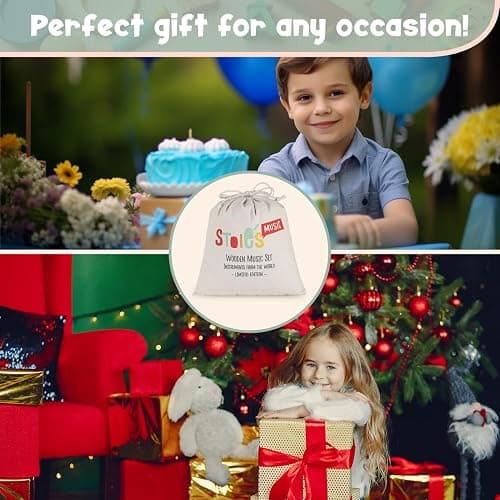 Stoie's Wooden Toddler Musical Instruments with Xylophone, Maracas, Triangle, Tamburine for Babies and Kids, Eco Friendly Montessori Educational Toy thumbnail 8