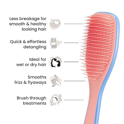 Tangle Teezer Ultimate Detangler Brush for Wet & Dry Hair, Eliminates Knots & Reduces Breakage for All Hair Types, Apricot Blaze thumbnail 4