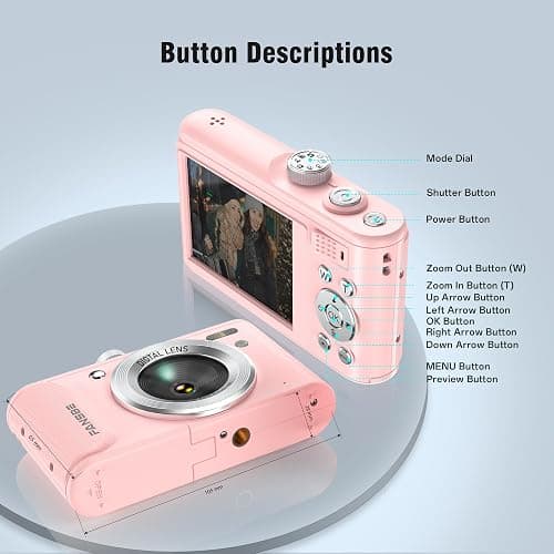 Fansbe Smart Compact Portable 4K Digital Camera, Travel 4K Digital Camera Pocket, Digital Cameras Autofocus Vlogging Anti-Shake 18X Zoom 64MP 8 Modes 2.8" HD LCD Charger 32GB Card Reader, Pink thumbnail 7