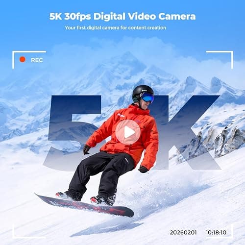 5K Digital Camera for Photography with 6X Optical Zoom, 2.8" Flip Screen Ultra HD Autofocus Vlogging Camera for YouTube with Anti-Shake Cámara Digital with 64GB SD Card UV Filter 2 Batteries thumbnail 2