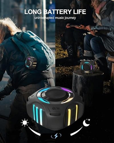 comiso Waterproof Speaker with Robust Bass, Shower Speaker with Dynamic Light, TWS Mode, Loud HD Sound, IP67 Waterproof, 2000mAh, Portable Wireless Speakers for Home, Outdoor/Kayak, Gift for Unisex. thumbnail 5