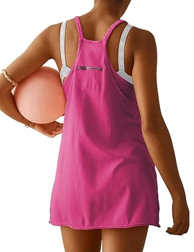 VIUTIL Womens Athletic Dress Built in Shorts Hot Shot Mini Dress Spaghetti Straps Tennis Workout 2026 Summer Romper Dress thumbnail 2