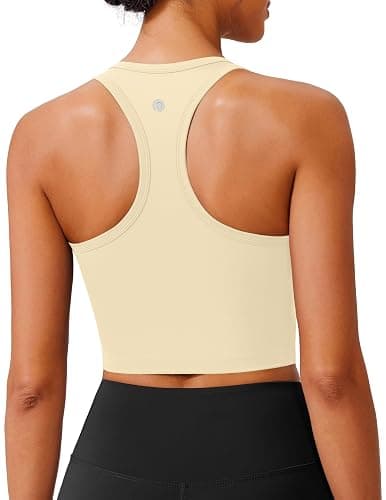 PINSPARK Sports Bra Longline Racerback Tank Tops for Women Padded Workout Yoga Top - Image 1