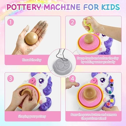 Pottery Wheel for Kids, Arts and Crafts for Kids Ages 8-12, Complete Pottery Painting Craft Kit with Clay, Art Supplies for Kids Toys Girls Birthday Christmas Gift for 6 7 8 9 10 11 12+, Purple thumbnail 3
