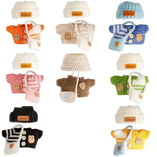 Clothes for 17cm Dolls, Clothes Set for 17cm Doll, Crochet 3 Piece Set Hat Clothes Backpack for Doll, Stylish Adorable Dolls Clothes Accessories (No Doll) (Pink) thumbnail 2