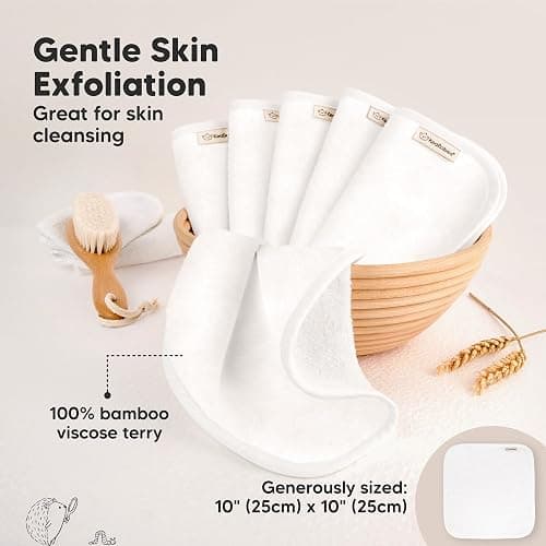 6-Pack Baby Washcloths – Soft Absorbent Viscose from Bamboo Washcloths for Face, Body, Baby Towels for Newborn, Kids, Toddlers, Infant, Gentle on Sensitive Skin, 10x10 Reusable Face Towels (White) thumbnail 4