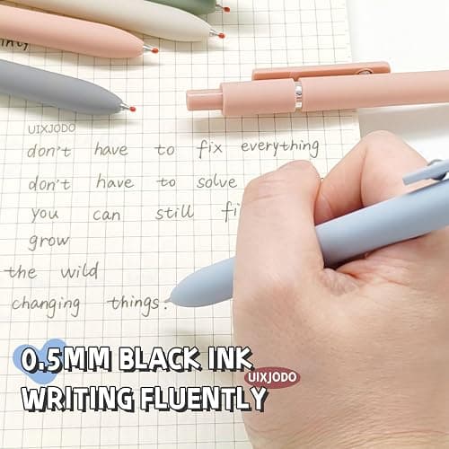 UIXJODO Gel Pens, 5 Pcs 0.5mm Black Ink Pens Fine Point Smooth Writing Pens, High-End Series Pens for Journaling Note Taking, Cute Office School Supplies Gifts for Women Men (Morandi) thumbnail 5