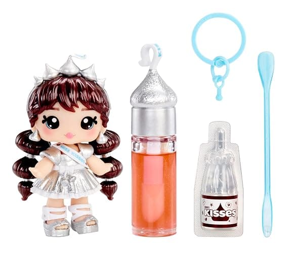 Yummiland x Licensed Sweets Lip Gloss Doll: HERSHEY'S KISSES Includes DIY Lip Gloss + Removable Keychain, Cosmetic Play, Collectible, Ages 4+ - Image 1