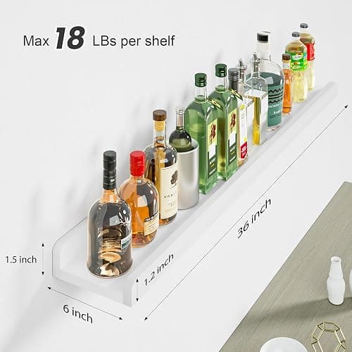Love-KANKEI 36 Inch Long Floating Shelves Wall Mounted Set of 2, Large Wood Wall Shelves for Storage, Rustic Hanging Shelves for Display,Bedroom Living Room Bathroom Kitchen Office White thumbnail 3
