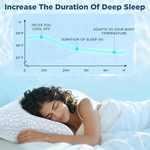 SUPA MODERN Cooling Bed Pillows for Sleeping 1 Pack Shredded Memory Foam Pillows Adjustable Cool Pillow for Side Back Stomach Sleepers Luxury Gel Pillows Standard Size, for Women Men thumbnail 5