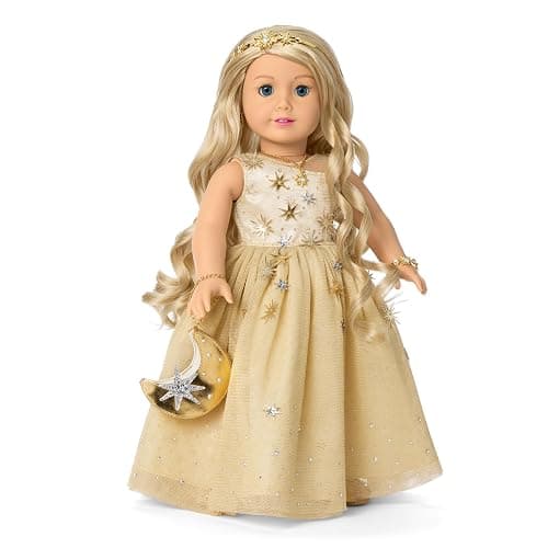 American Girl 2025 Glimmering Gold Holiday Collector Doll, with Light-Blue Eyes, Long Wavy Blonde Hair, Ages 8+ thumbnail 6