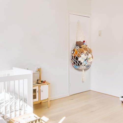 Amdermi Stuffed Animal Hammock Corner, Boho Macrame Plush Toy Storage Net for Wall, Hanging Stuffed Animal Holder for Nursery, Playroom, Kids Room, Cream thumbnail 6