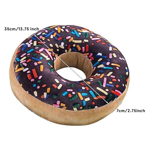 HYSEAS Round Throw Pillow 14 Inch Chocolate Donut, 3D Digital Print Decorative Comfortable Soft Plush Funny Food Shaped Pillow Light Weight Seat Pad Cushion for Couch, Chair, Floor, Sofa thumbnail 3