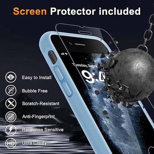 LATVIN for iPhone SE Case 2022(3rd)/2020(2nd), iPhone 8/7 Case, Magnetic Phone Cover with 1 Screen Protector, Compatible with MagSafe, Military Grade Protection, Translucent Matte Back, Light Blue thumbnail 6