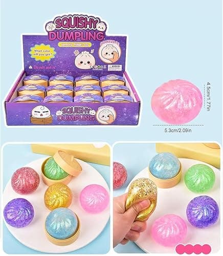 12pcs Dumpling-shaped Soft And Cute Toys | Giant Dumpling Squishys, Cute Soft Glitter Calming For Relaxation Boys Girls Children Adults Students Home Office Classroom thumbnail 5