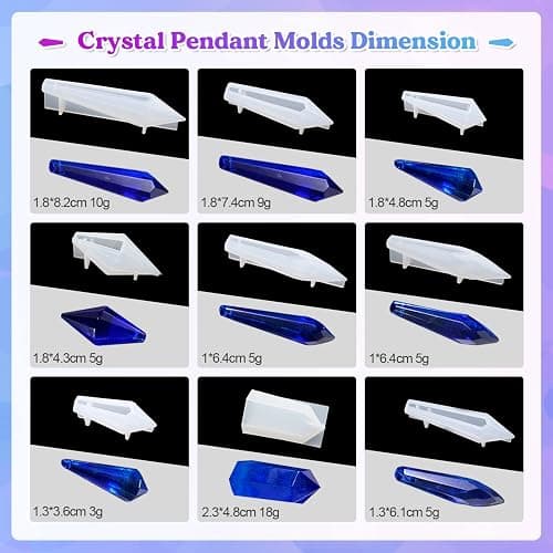 LET'S RESIN Resin Molds 18Pcs Pendulum Crystal Silicone Molds,Multi-Facet UV Resin Jewelry Molds for Quartz Crystals Pendants, Necklace thumbnail 3