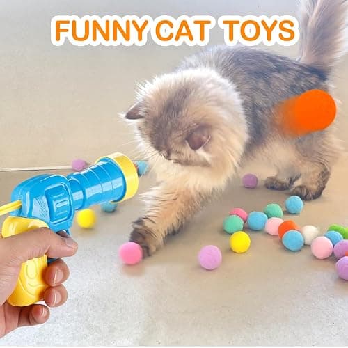 MeoHui 31Pcs Cat Ball Toy Launcher Gun,Cat Balls Fetch Toy,30Pcs Plush Fuzzy Balls Launcher Cat Toy for Cats with 1 Gun,Funny Interactive Cat Toys for Bored Indoor Adult Cats,Cute Kitten Kitty Toys thumbnail 7