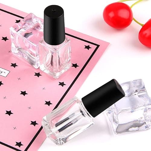 GTHER 20PCS 5ML Small Empty Nail Polish Glass Bottles with Brush Cap & Funnel & Mixing Balls for Nail Art Sample (Matte Black) thumbnail 2