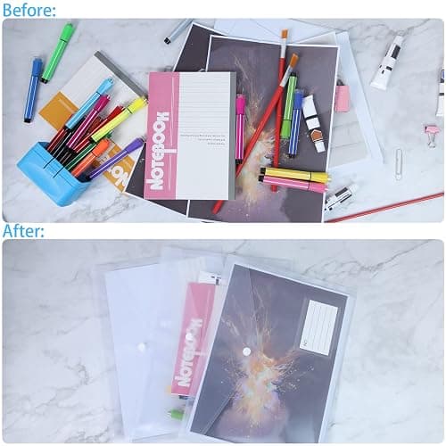 A4 Clear Plastic Wallets Folders - 30PCS A4 Popper Wallets with Label Pocket Document Files Wallets Plastic Envelope Folder thumbnail 7