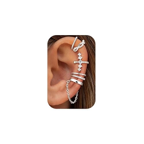 Dochais 5 Stück Ear Cuff Gold für Damen Ohrmanschette Ohne Ohrloch Fake Helix Piercing Clip Ear Cuff Wrap Earcuff Set Gold Ohrringe Fakepircings Ohr Ohrringe Manschette Knorpel Earcuffs für Mädchen - Image 1