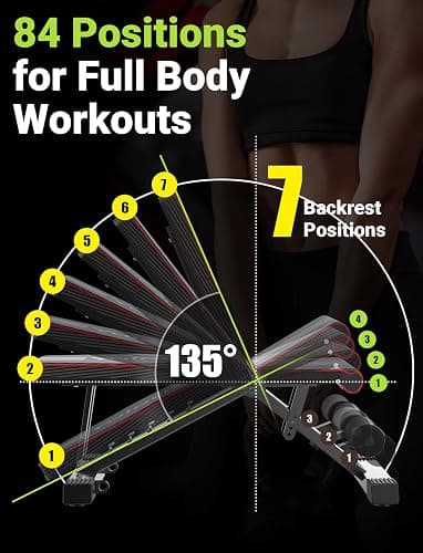 Yoleo Adjustable Weight Bench for Full Body Workout; Foldable Bench Press Bench of Home Gym Strength Training; Incline Decline Flat Utility Workout Bench with Quick Folding& Fast Adjustment (Black) thumbnail 3
