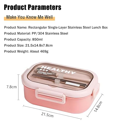 Ausenzup Stainless Steel Lunch Box, 2 Compartment Bento Box for Adults, Easy to Clean, Leak-Proof Design, Food Storage Container with Tableware for Family, Work, Picnics and Travel(850ml, Green) thumbnail 2