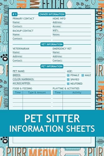 Pet Sitter Information Sheets: Pet Sitting Log Book to Record Client Information, Pets Details, Daily Care, Feeding, Playtime, and More (Pet Care Planner) - Image 1