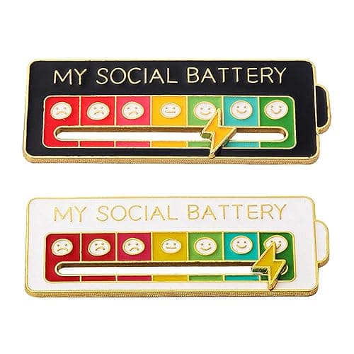 Battery mood found - My Battery mood Creative Lapel Pin, Fun Enamel Emotional Pin 14 Days A Week - White+Black