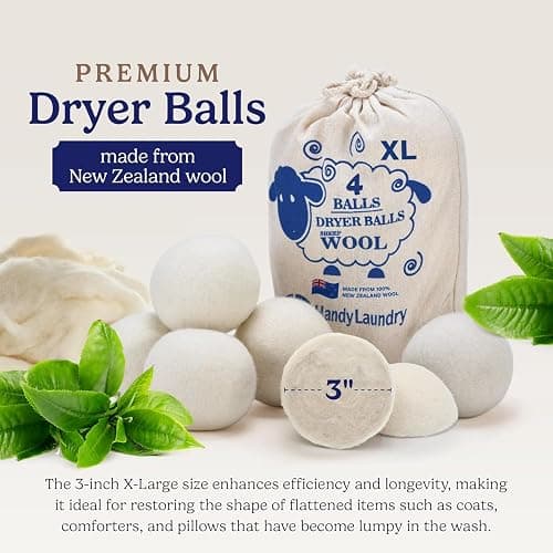 Handy Laundry Wool Dryer Balls 4-Pack, Reusable Natural Fabric Softener | Reusable Wool Dryer Balls, Natural Fabric Softener, Reduces Wrinkles, Alternative to Liquid Softener thumbnail 3