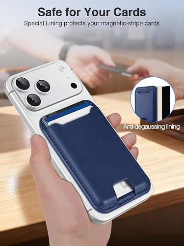 TopMade for Magsafe Wallet, Strongest Magnetic Card Holder for iPhone 17, iPhone 16/15/14/13/12 Series, Leather Magnetic Phone Wallet with Powerful Magnet, RFID Blocking, Fit 4 Cards, Dark Blue thumbnail 5