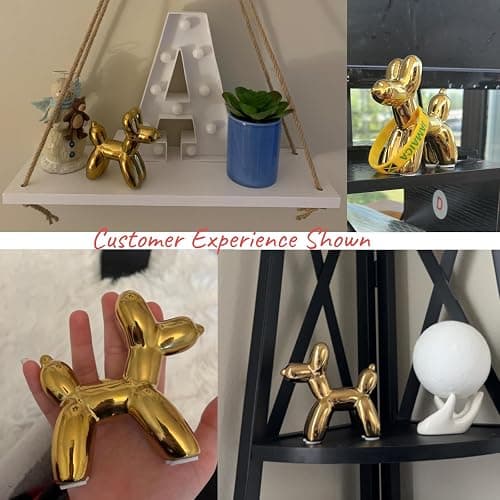 Notakia Cute Ceramics Balloon Dog Statue Crafts Gold Living Room Desktop Decorations,Handmade Modern Small Ceramic Animal Statue Ornament Gold Home Decor Accents thumbnail 5