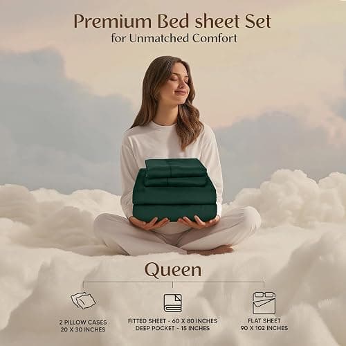 Utopia Bedding Queen Bed Sheets Set - 4 Piece Bedding - Brushed Microfiber - Shrinkage and Fade Resistant - Easy Care (Emerald Green) thumbnail 3