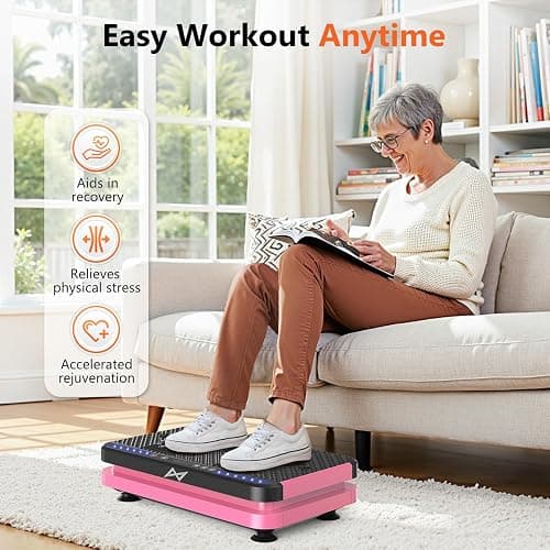 AXV Vibration Plate Fitness Platform Exercise Machine Vibrating Shaking Full Body Shaker Workout Vibrate Stand Shake Board Sport Gym for Weight Loss Fat Burner for Women Men thumbnail 6