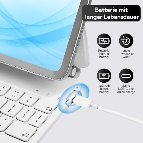 Seagtigau Magic Keyboard Case für iPad Air 11 Zoll (M4/M3/M2, 2026/2025/2024), Pro 11 (4./3./2./1. Gen) & Air 5./4. Gen 10,9", Magnetisches Tastaturgehäuse mit Trackpad, QWERTZ thumbnail 4