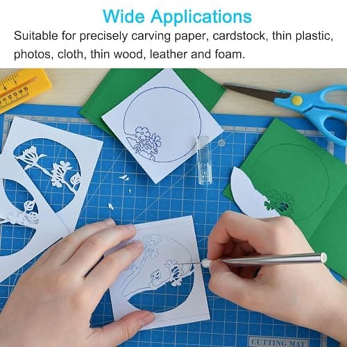 uxcell Art Craft Knife Set, 2pcs Carving Knife with 24pcs Spare Metal Blade for Scrapbooking Stencil Hobby DIY, PVC Plastic Handle, Black (2 Set) thumbnail 6