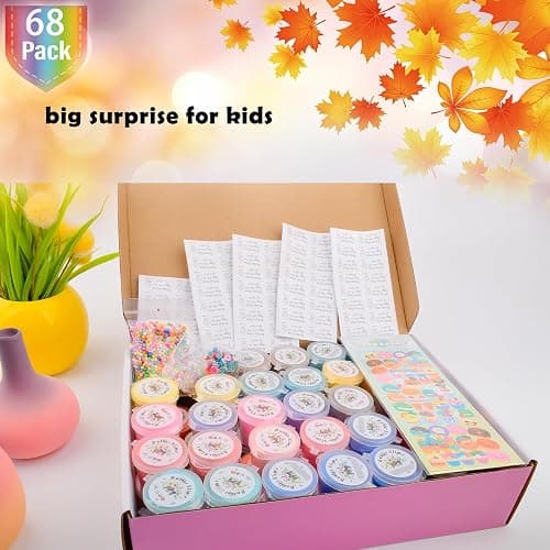 KelvSbem Butter Slime Kit, 68 Pack Mini Slimes for Kids Boys Girls, Colorful Scented Stretchy Non-Sticky Stress Relief Toy, Perfect Halloween Christmas Birthday Gift, Easter Basket Fillers thumbnail 2