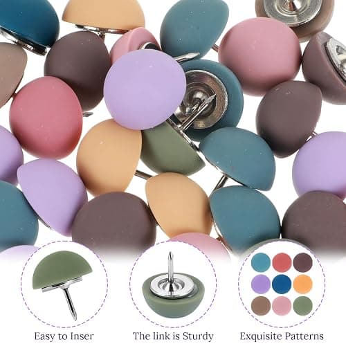 30 Pcs Matte Push Pins, Cute Decorative Push Pins, Colorful Resin Thumb Tacks with Steel Point, Reusable Round Matte Map Pin for Cork Board, Bulletin Board & Home Office (Packed in Box) thumbnail 6