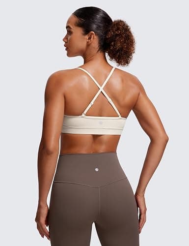 CRZ YOGA Butterluxe V-Neck Sports Bras for Women - Adjustable Thin Straps Padded Yoga Top Basic Wireless Camisole thumbnail 2