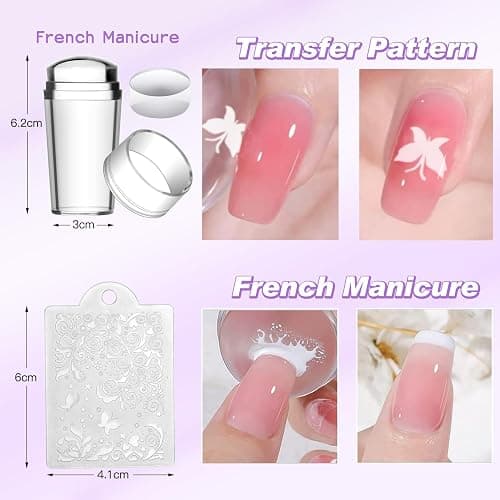 Biutee Nail Stamping Kit 2Pcs Nail Art Stamping Plates 4Pcs Stamping Gel Polish French Tip Nail Stamp Kit 110 Patterns with Silicone Stamper Scraper Large Lace Stamp Template Christmas Gift for Women thumbnail 5