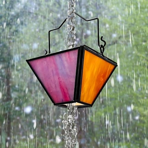 Rain Chain Set 8.5FT,Handmade Pure Copper Inlaid Stained Glass Vintage Style, Rain Chains for Drains to Divert Water & Home Display, Garden Decoration (Mutil col) thumbnail 2