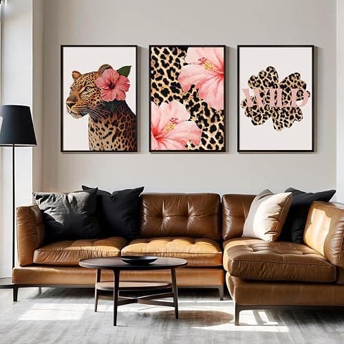 Trendy Leopard Wall Art Pink Cheetah Print Room Decor Leopard Flower Canvas Wall Decor Cheetah Aesthetic Poster Girly Pink Preppy Picture Funky Y2k Artwork for Girl Bedroom 12x16x3 Inch Unframed thumbnail 4