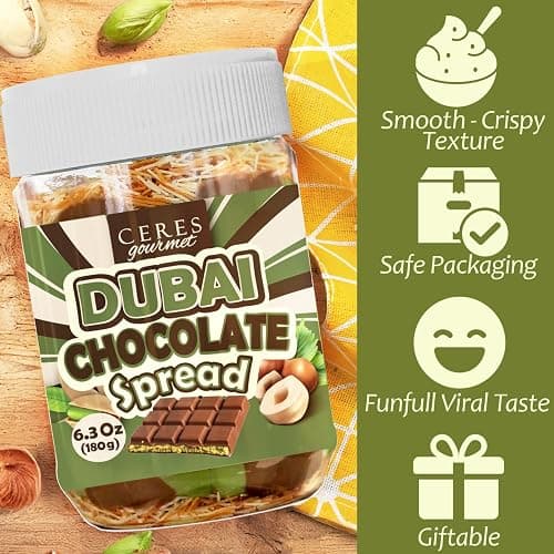 Dubai Chocolate Spread – 6.35 oz Jar with Pistachio, Kataifi & Gourmet Dubai Chocolate Filling for Pancakes, Breakfast, Snacks, and Desserts thumbnail 4