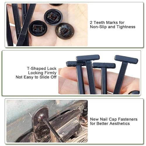 200PCS Nylon Universal Cable Tie Buckle, Zip Ties Heavy Duty with Pin & Button Design, Car Daily Repair, Applicable Toengine Lower Guard Plates, Fender Linings, Fenders, Trunkclips (200) thumbnail 2