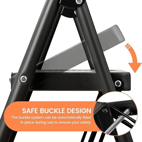 Step Stool for Adults,2 Step Ladder Folding 330lbs Anti Slip Step Stool,Foldable Ergonomic 2 Steel Stool with Wide Pedal for Home, Kitchen, Office (Matte Black) thumbnail 4