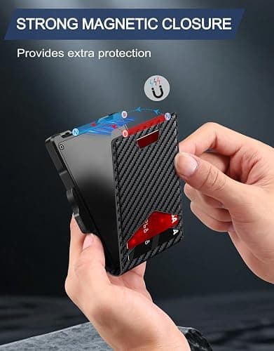 GHUKY Wallet for Men, Minimalist Slim Mens Wallet with Money Clip, RFID Blocking Smart Pop Up Card Wallet with ID Window, Compact Bifold Wallet, Metal Aluminum Credit Card Holder thumbnail 4