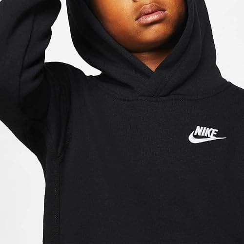 NIKE Boy's Nsw Pull Over Hoodie Club, Black/White, Large thumbnail 5