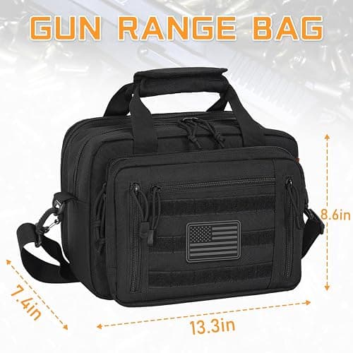 ITHWIU Pistol Case, Gun Range Bags For 2 Pistols 6 Magazines Carrying Shooting Bag with Lockable Zipper for Shooting Range Outdoor Hunting thumbnail 2