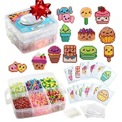 Fuse Beads Super Value Kit- 4000 Beads- Sweet Treats- Includes 17 Colors, 2 Peg Boards, Tweezers, Ironing Paper & Design templates- DIY Art Craft Project for Kids Vacation, Camp, Birthday Party Gifts thumbnail 9