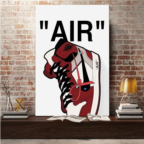 Sbemyenus Sneaker Poster, Canvas Wall Art Gym Shoes Shoebox Collection Aesthetic Cool Poster for Teen Boys Men Dorm Bedroom Living Room Wall Decor, Unframed 12x18Inch, Red thumbnail 5