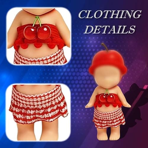 4-Piece Doll Clothes for Sonny Angel Collectible, 3 Inch Mini Dolls Outfit Set, Tops & Skirts for Display, Mix & Match, Collectors Gift (Wine Cherry Gala | Cherry Blossom Angel Style) thumbnail 3